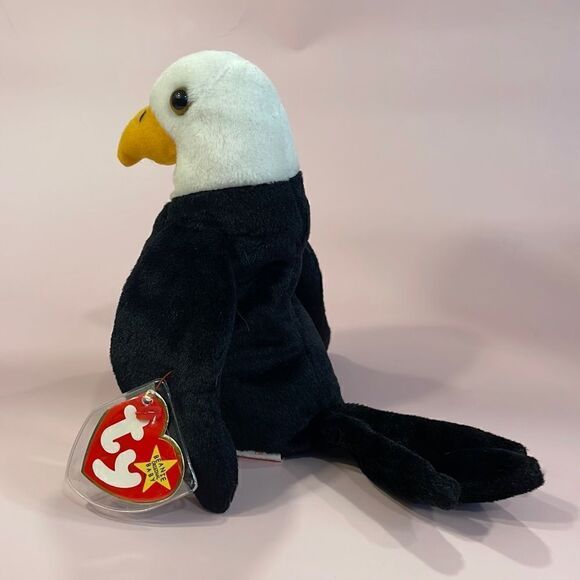 Baldy The Bald Eagle 1996 Ty Beanie Baby P.E. Pellets Vintage ear and Tush tags - Picture 5 of 9